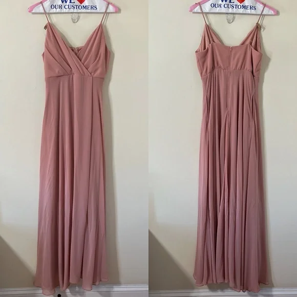 Birdy Grey Kaia Chiffon Dusty Rose Bridesmaid Dress Size Medium - Picture 2 of 8